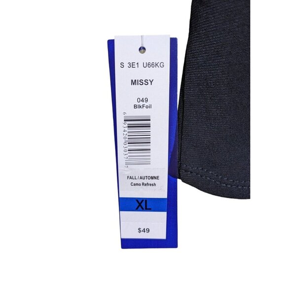 Womens Body Suit Bodysuit XL Surplice Faux Wrap Black Foil Missy Camo Refresh - Picture 4 of 5